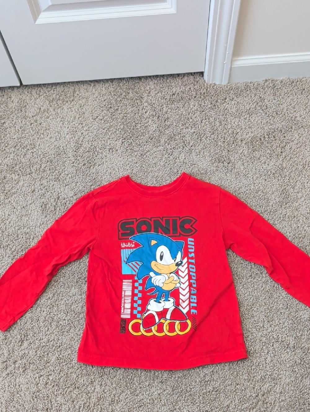 Sonic the Hedgehog Boys' Red Long-Sleeve Shirt Size 5-6 Years